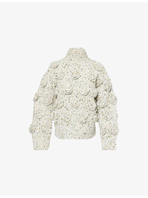 Flower Open-Back Wool-Blend Jumper