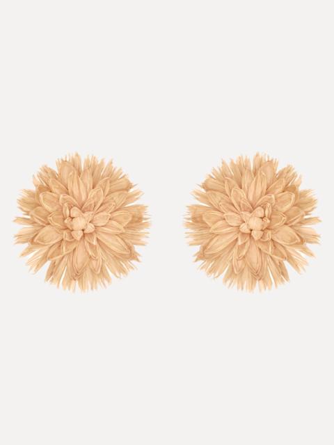 Oscar de la Renta RAFFIA FLOWER CLIP-ON EARRINGS
