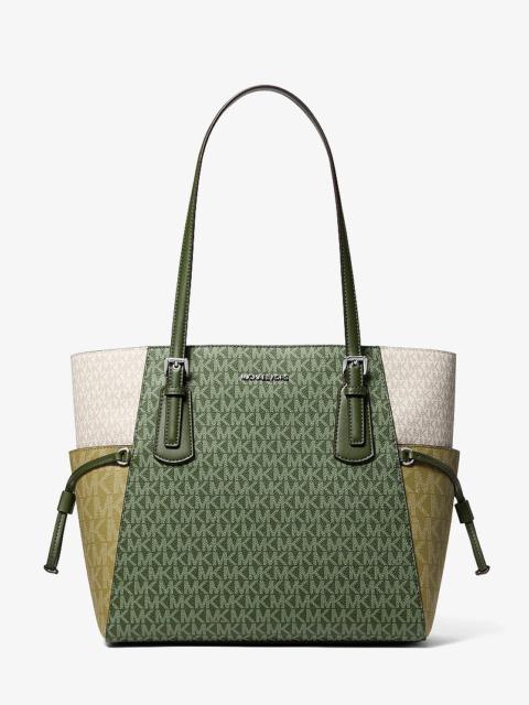 MICHAEL KORS Voyager Large Color-Block Signature Logo Tote Bag