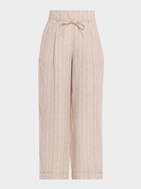 PESERICO Striped Straight-Leg Ankle Pants