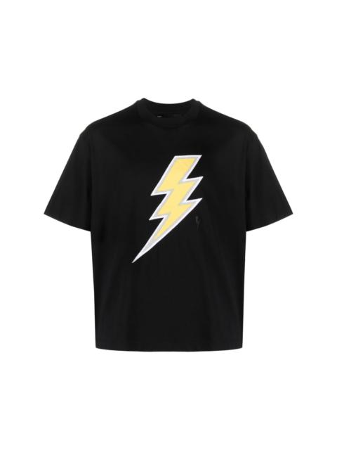 Thunderbolt-patch cotton T-shirt