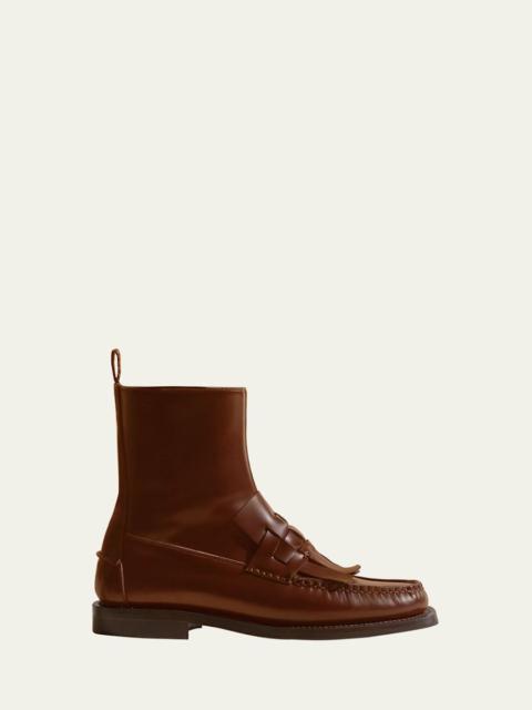 HEREU Marti Calfskin Kiltie Loafer Booties