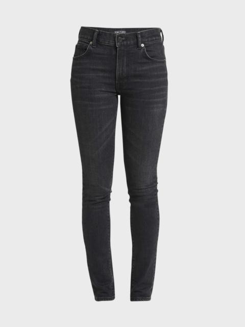 Mid-Rise Skinny-Leg Stretch Denim Pants