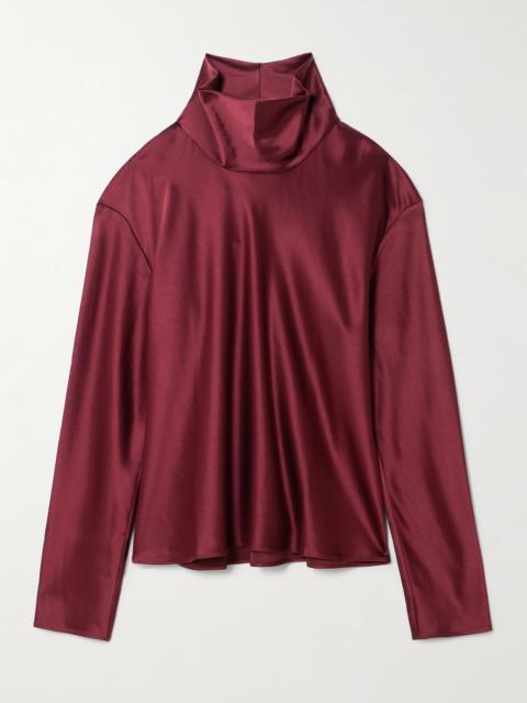 LESET Barb Draped Satin Blouse