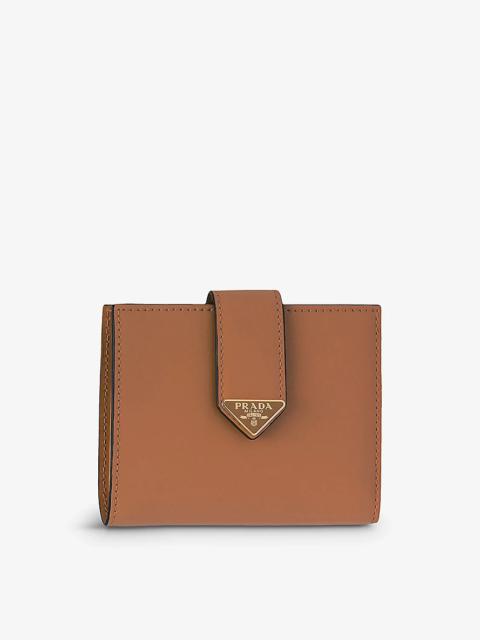 Brand-plaque small grained-leather wallet