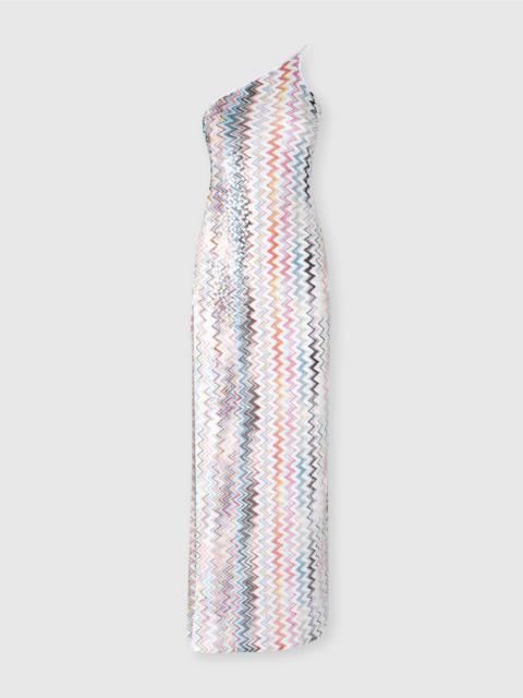 Missoni Long one-shoulder cover-up with zig zag pattern