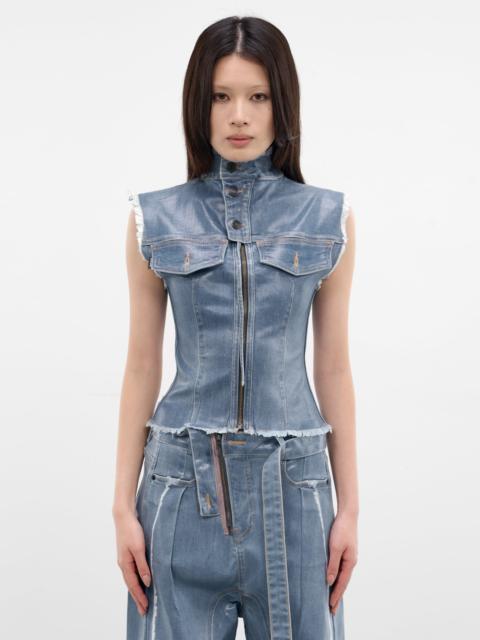 OTTOLINGER Blue Glazed Denim Sleeveless Top
