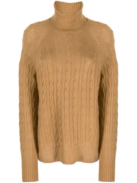 cable-knit roll-neck jumper