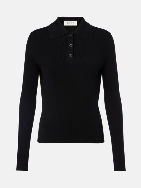RÓHE Ribbed-knit polo shirt