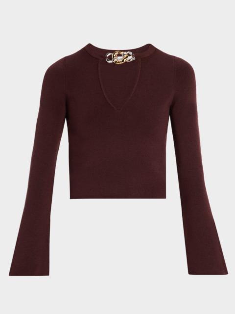 SIMKHAI Evren Wool Chain Cut-Out Top