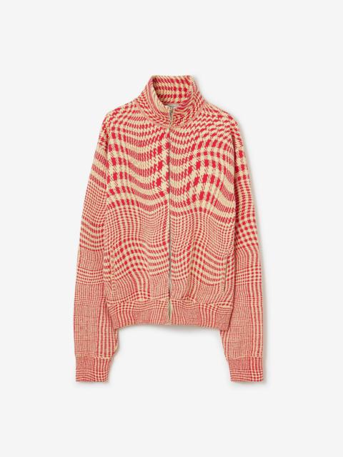 Burberry Warped Houndstooth Nylon Blend Track Jacket