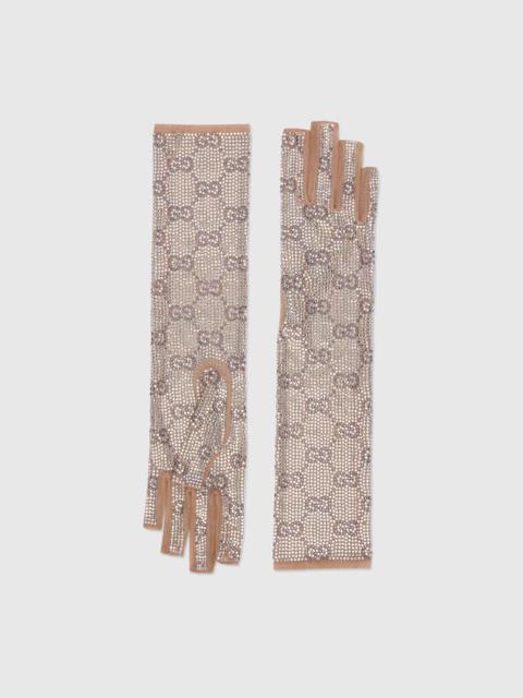 GUCCI Tulle gloves with crystal GG motif