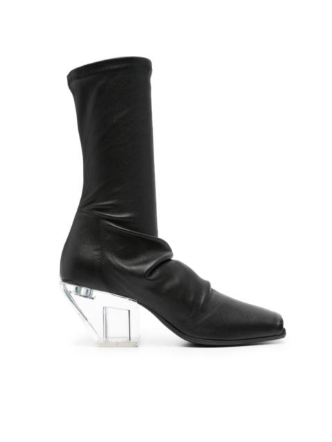 75mm open-toe leather boots