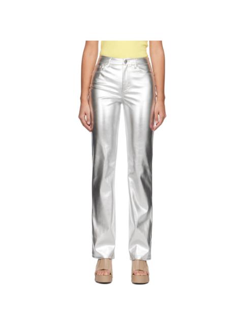 STAUD Silver Chisel Faux-Leather Trousers