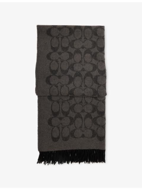 COACH Monogram Logo-Intarsia Wool Scarf