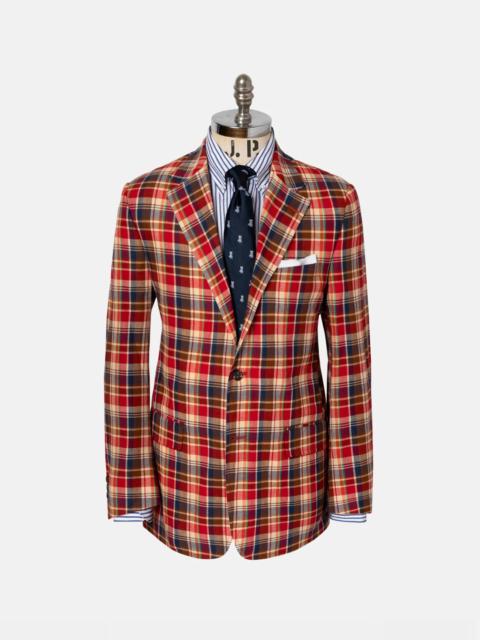 J. PRESS MADE-IN-CANADA BROWN & RED AUTHENTIC MADRAS SPORT COAT