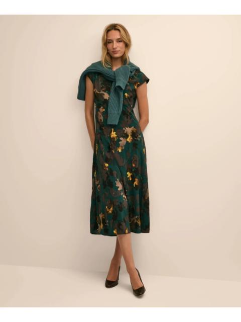 Brooks Brothers Leaf Motif Cap Sleeve Dress