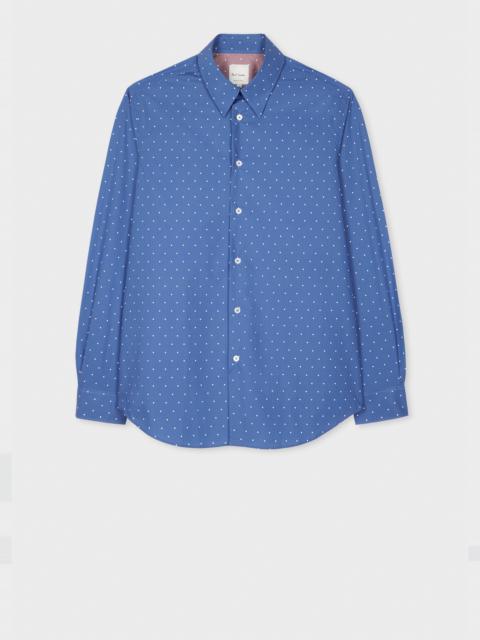 Paul Smith Blue Cotton Poplin Polka Dot Shirt
