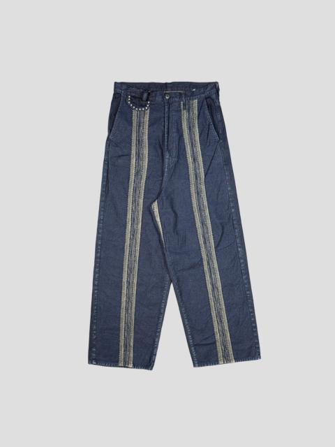 12oz YAGASURI JACQUARD DENIM BAGGY PANTS