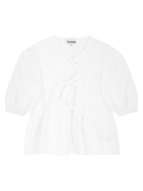 Tie-front cotton-poplin blouse