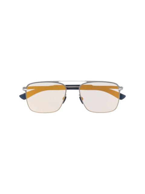 rectangular-frame metal sunglasses