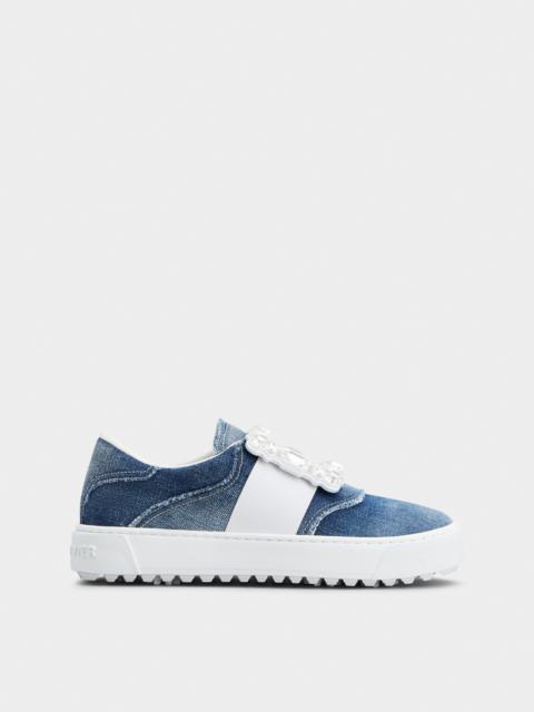 Very Vivier Strass Buckle Sneakers in Denim