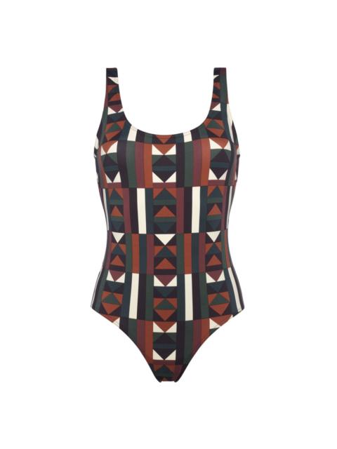 Structure graphic-print swimsuit