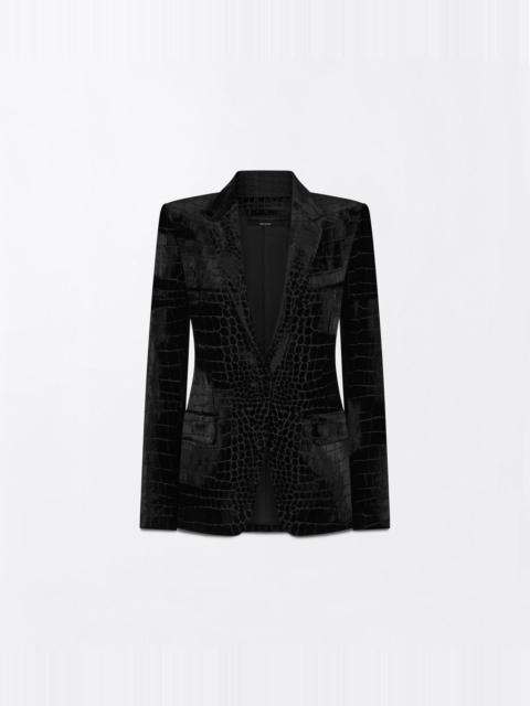 TOM FORD CROCO VELVET SINGLE BREASTED BOYFRIEND JACKET