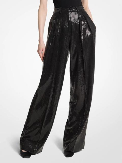 MICHAEL KORS COLLECTION Sequined Crepe Pleated Slouch Trousers