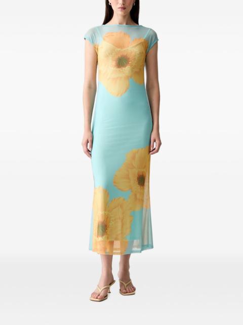 Never Fully Dressed floral-print mesh midi dress