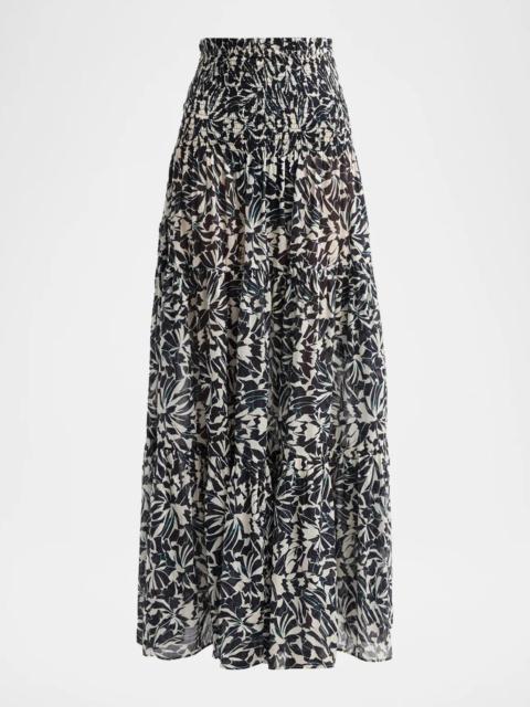 ULLA JOHNSON Lucca Smocked Strapless Midi Dress