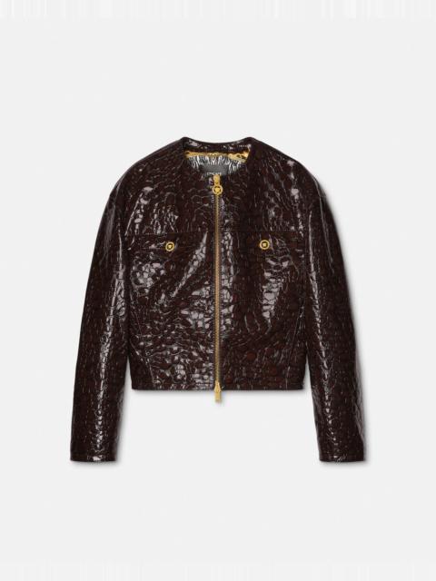 VERSACE Croc-Effect Patent Leather Jacket