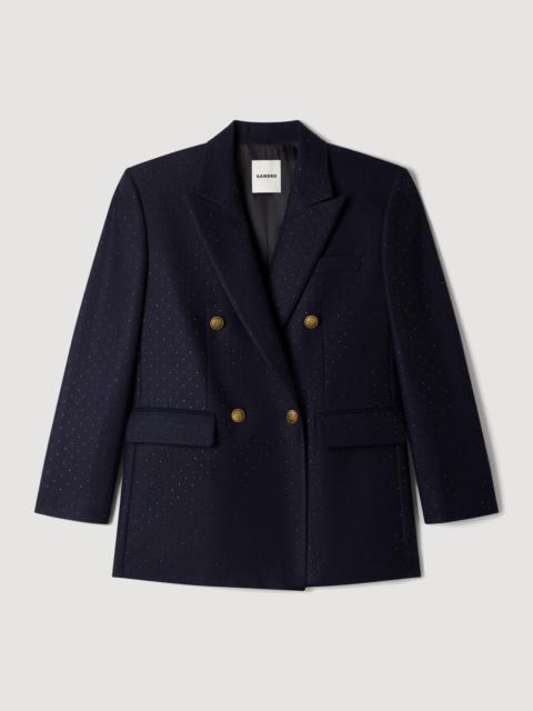 Sandro RHINESTONE WOOL SUIT JACKET
