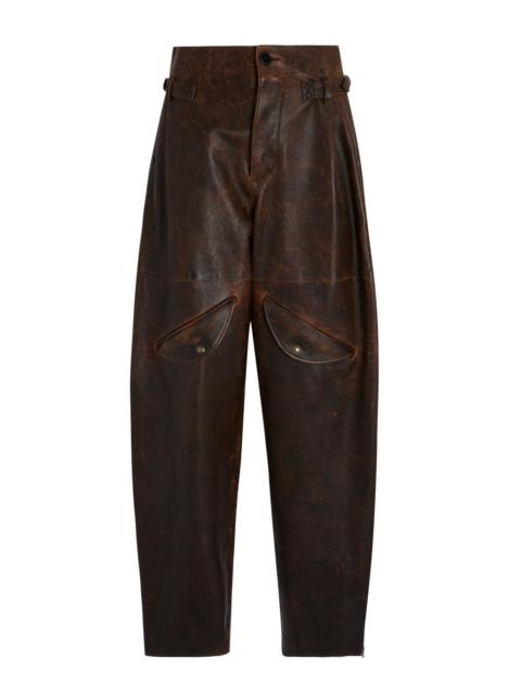 Ralph Lauren Hania Distressed Leather Pants brown