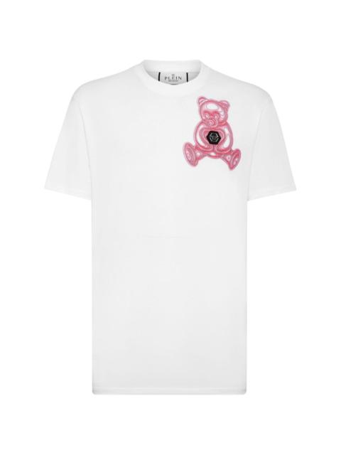 teddy bear-print cotton T-shirt