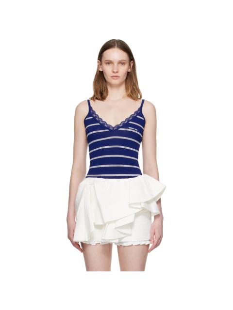 SHUSHU/TONG Blue Striped Knit Tank Bodysuit