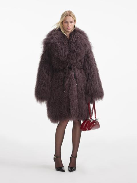 self-portrait Dark Brown Shearling Coat