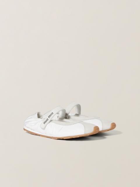 Miu Miu Plume technical fabric and suede ballerinas