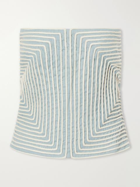 ANDRES OTALORA Nyota Alma Embroidered Linen And Cotton-blend Bustier Top