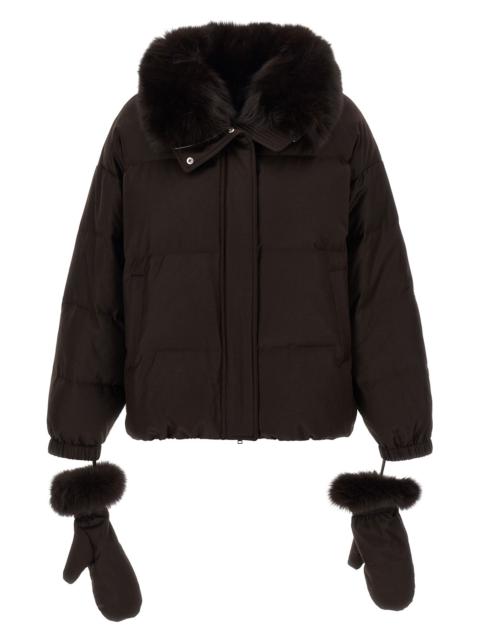Yves Salomon Flannel Down Jacket With Mittens