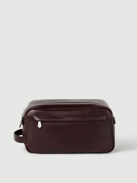 Brunello Cucinelli Calfskin beauty case with double zipper