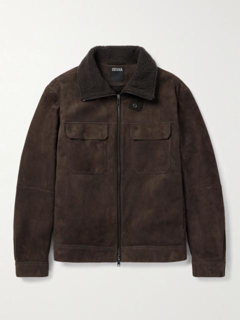 ZEGNA Shearling Trucker Jacket Brown