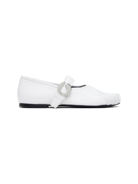White Five-Toe Belt Ballerina Flats