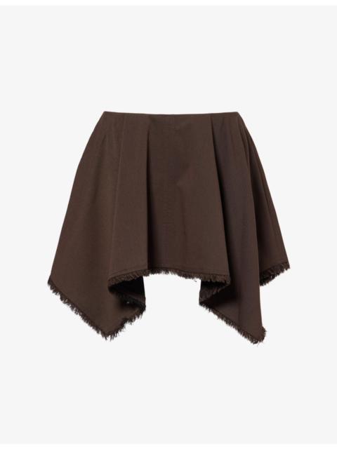 STAUD Tyra Asymmetric Woven Mini Skirt
