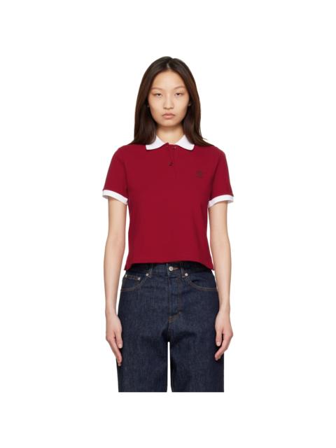VERSACE Red & White Embroidered Cotton Piqué Polo