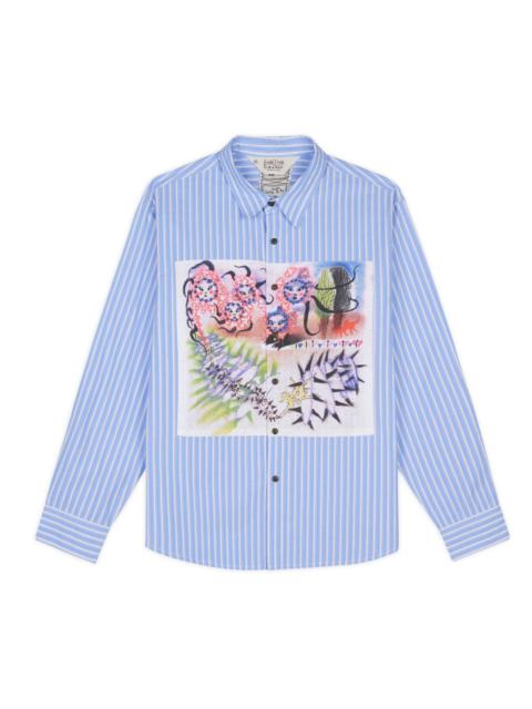 BRAIN DEAD Omer Striped Oxford Button Up Shirt - Blue