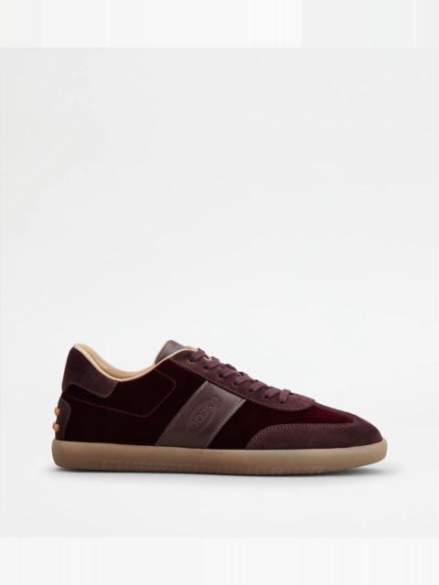 TOD'S TABS SNEAKERS IN VELVET AND SUEDE - BURGUNDY