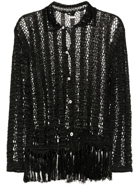 open-knit fringed shirt