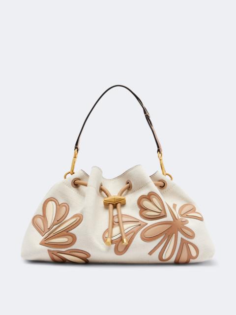 JIMMY CHOO Bon Bon Medium leather-trimmed bucket bag