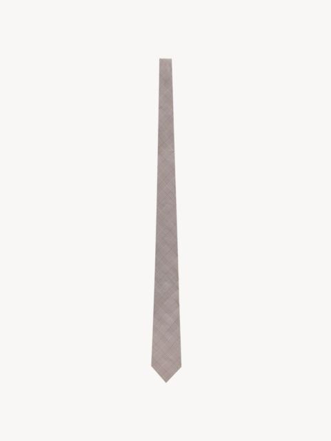 SAINT LAURENT TIE IN PRINCE OF WALES SILK GROSGRAIN